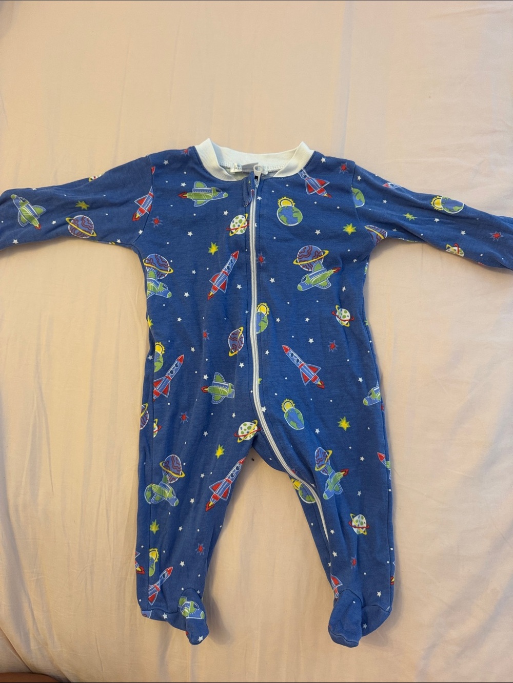 Kissy Kissy newborn blue Space Print Footed One-Piece